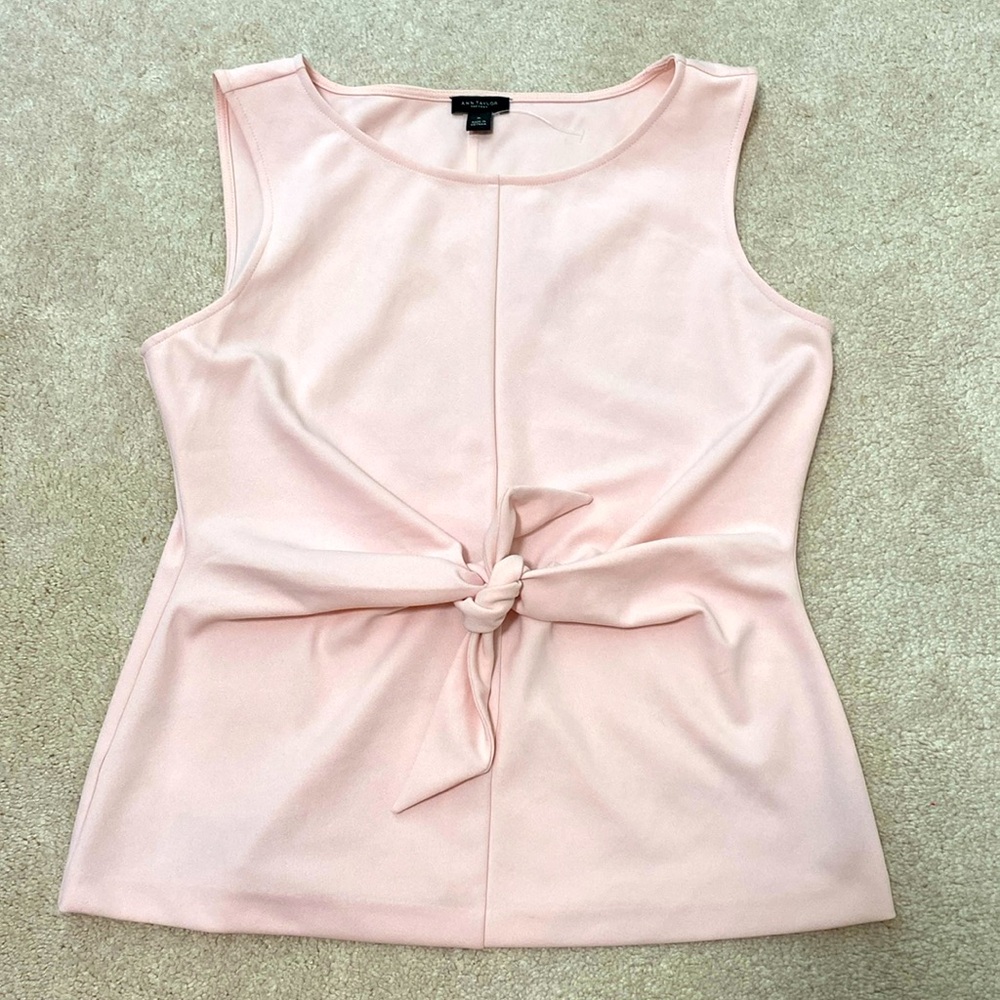 Ann Taylor Light Pink Tank Blouse Tie Front